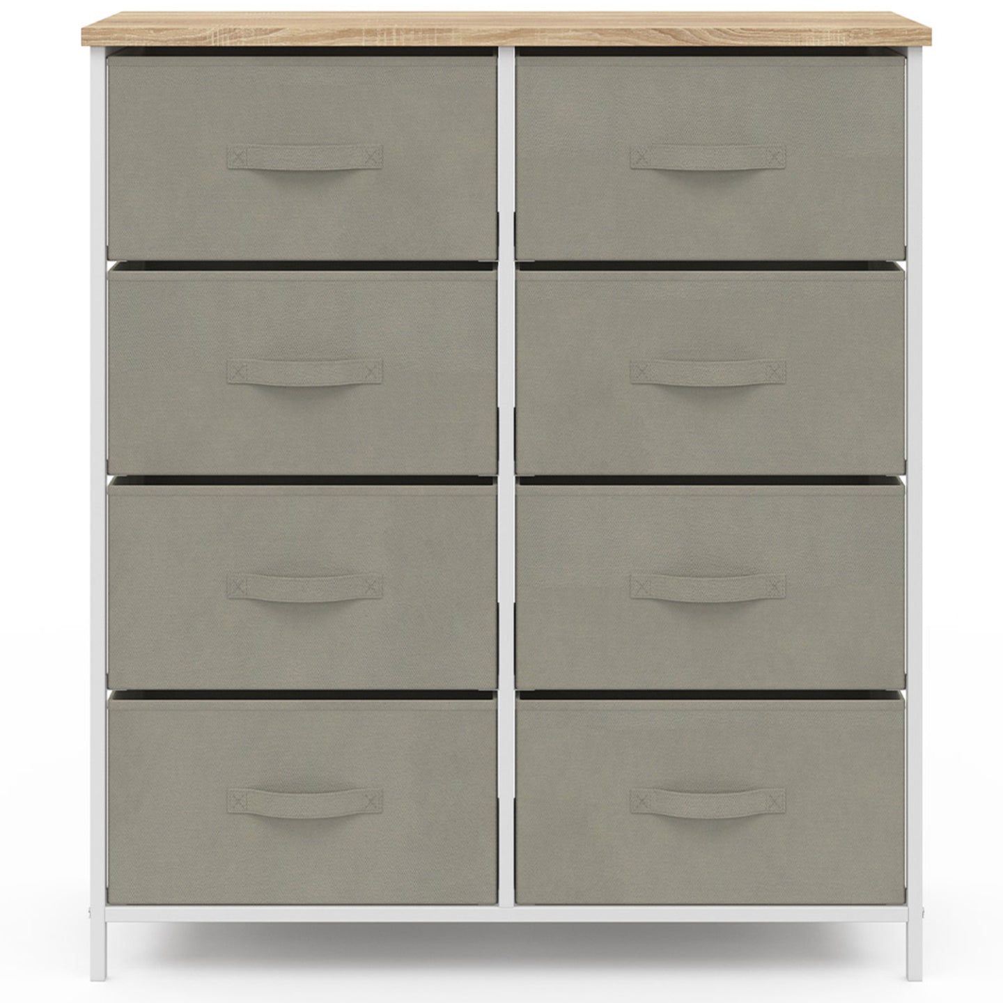 IDMarket - Arcón de 8 cajones en tejido ALTA 80 cm gris claro con tapa efecto madera