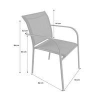 Set di 4 poltrone da giardino in alluminio e textilene, verde kaki