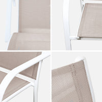 Set di 4 poltrone da giardino in alluminio e textilene, bianco