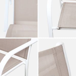 Set di 4 poltrone da giardino in alluminio e textilene, bianco