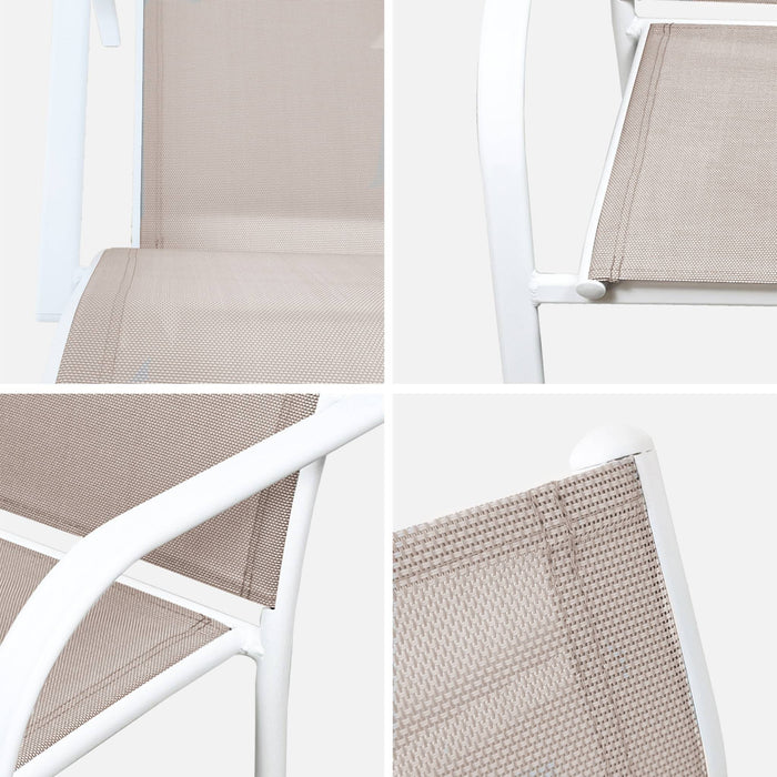 Set di 4 poltrone da giardino in alluminio e textilene, bianco