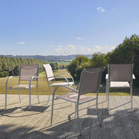 Set di 4 poltrone da giardino in alluminio e textilene, bianco