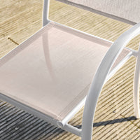 Set di 4 poltrone da giardino in alluminio e textilene, bianco