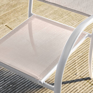 Set di 4 poltrone da giardino in alluminio e textilene, bianco