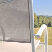 Set di 4 poltrone da giardino in alluminio e textilene, bianco