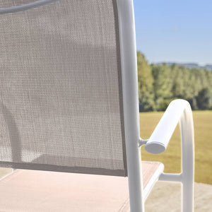 Set di 4 poltrone da giardino in alluminio e textilene, bianco