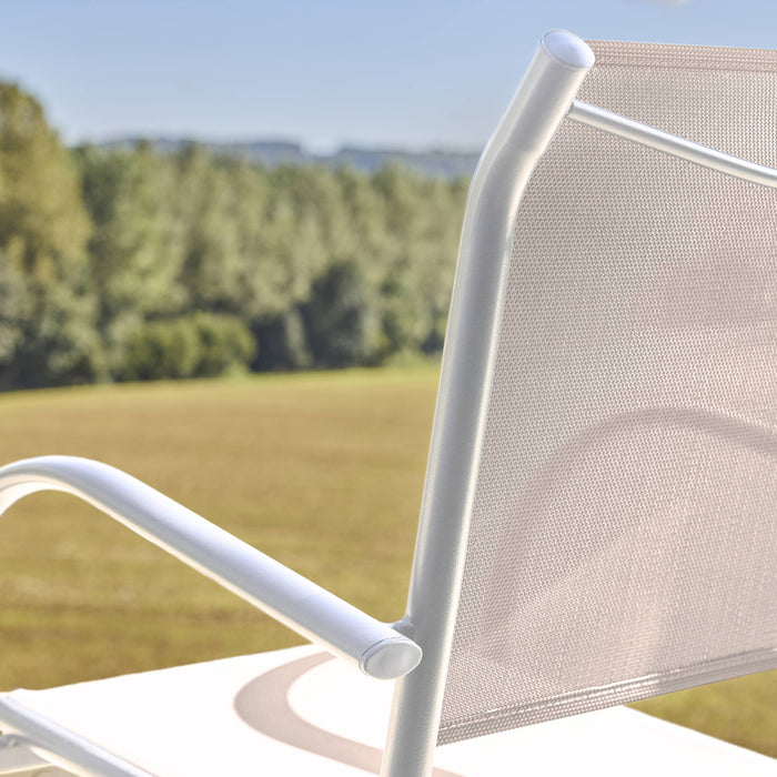 Set di 4 poltrone da giardino in alluminio e textilene, bianco