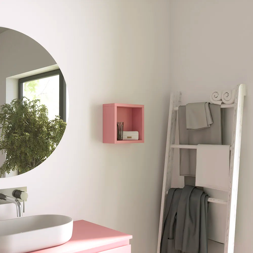 Pensile bagno sospeso a giorno 25x25cm color rosa cipria | Ardenne