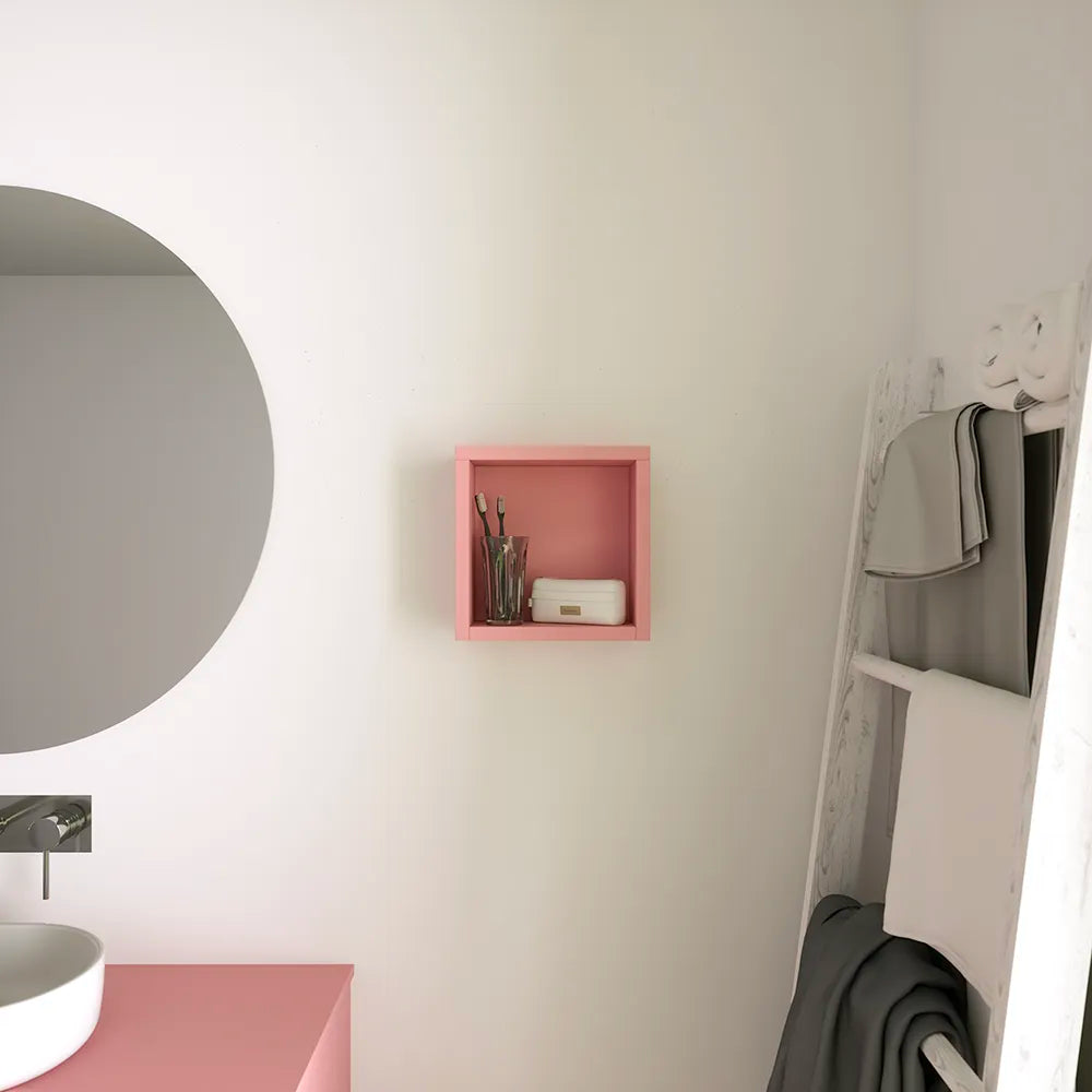 Pensile bagno sospeso a giorno 25x25cm color rosa cipria | Ardenne