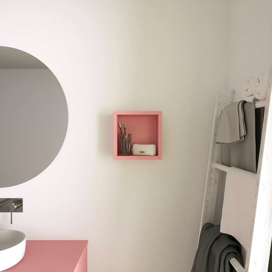 Pensile bagno sospeso a giorno 25x25cm color rosa cipria | Ardenne