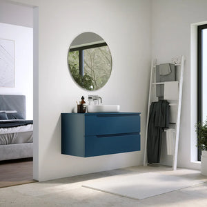 Mobile bagno sospeso 60 cm due cassetti blu zaffiro opaco con top | Ardenne