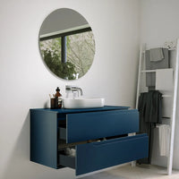 Mobile bagno sospeso 70 cm due cassetti blu zaffiro opaco con top | Ardenne