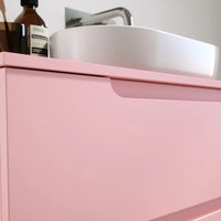 Mobile bagno sospeso 90 cm due cassetti rosa cipria opaco con top | Ardenne
