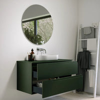 Mobile bagno sospeso 90 cm due cassetti verde foresta opaco con top | Ardenne