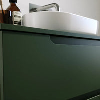Mobile bagno sospeso 120 cm due cassetti verde foresta opaco con top | Ardenne