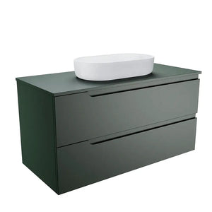 Mobile bagno sospeso 70 cm due cassetti verde foresta opaco con top | Ardenne