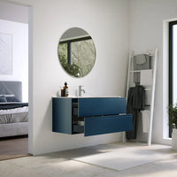 Mobile bagno sospeso 80 cm due cassetti blu zaffiro opaco con lavabo | Ardenne