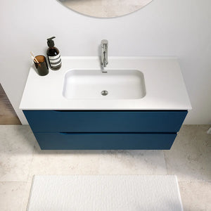 Mobile bagno sospeso 60 cm due cassetti blu zaffiro opaco con lavabo | Ardenne