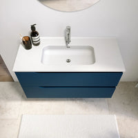 Mobile bagno sospeso 80 cm due cassetti blu zaffiro opaco con lavabo | Ardenne