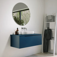 Mobile bagno sospeso 90 cm un cassetto blu zaffiro con top | Ardenne