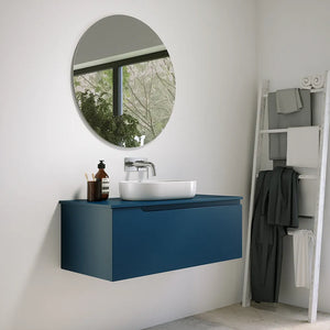 Mobile bagno sospeso 80 cm un cassetto blu zaffiro opaco con top | Ardenne