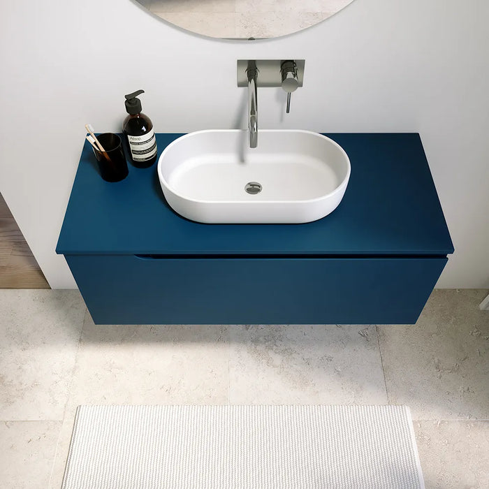 Mobile bagno sospeso 90 cm un cassetto blu zaffiro con top | Ardenne