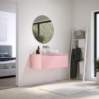Mobile bagno sospeso 90 cm un cassetto rosa cipria opaco con top | Ardenne
