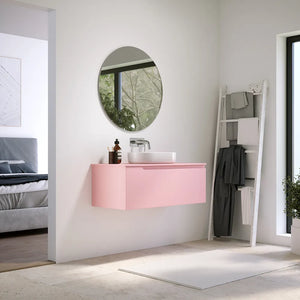 Mobile bagno sospeso 70 cm un cassetto rosa cipria opaco con top | Ardenne