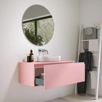Mobile bagno sospeso 100 cm un cassetto rosa cipria opaco con top | Ardenne