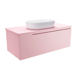Mobile bagno sospeso 100 cm un cassetto rosa cipria opaco con top | Ardenne