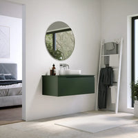 Mobile bagno sospeso 90 cm un cassetto verde foresta opaco con top | Ardenne