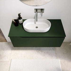 Mobile bagno sospeso 70 cm un cassetto verde foresta opaco con top | Ardenne