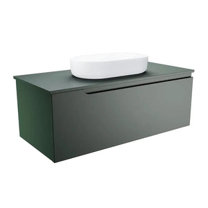 Mobile bagno sospeso 90 cm un cassetto verde foresta opaco con top | Ardenne