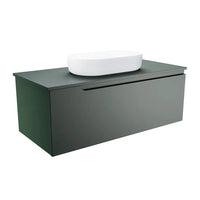 Mobile bagno sospeso 70 cm un cassetto verde foresta opaco con top | Ardenne