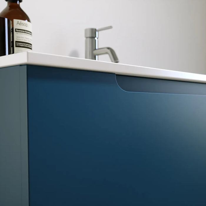 Mobile bagno sospeso 80 cm un cassetto blu zaffiro opaco con lavabo | Ardenne