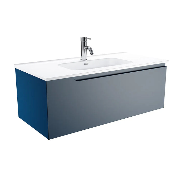 Mobile bagno sospeso 80 cm un cassetto blu zaffiro opaco con lavabo | Ardenne