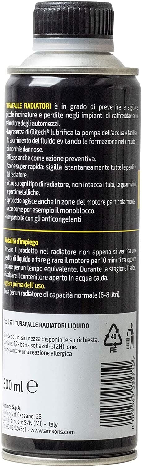 Arexons Liquido Per Radiatori 300 Ml Turafalle Radiatore Auto Sigilla Perdite Radiatore