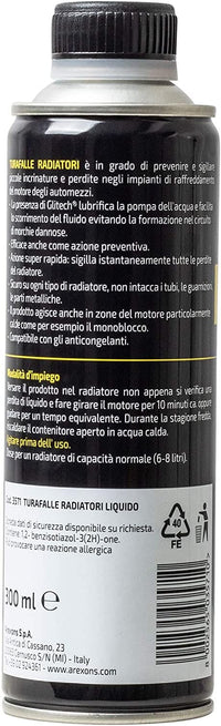 Arexons Liquido Per Radiatori 300 Ml Turafalle Radiatore Auto Sigilla Perdite Radiatore