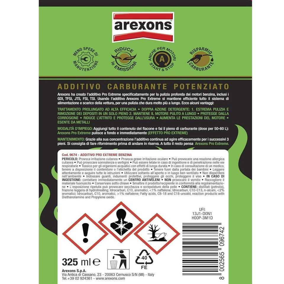 Arexons Pro Extreme Benzina Additivo Detergente Concentrato - 325ml
