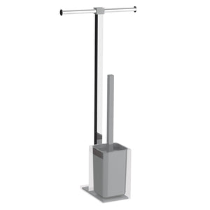 Colonnina portarotolo e scopino WC acciaio inox e resine termoplastiche serie Rainbow Gedy RA32 Argento Trasparente