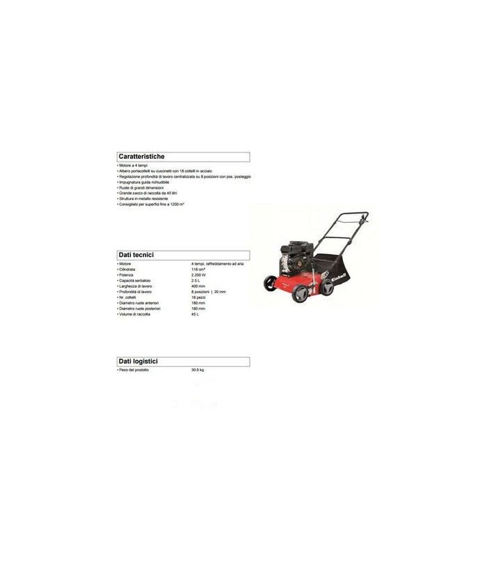Arieggiatore A Scoppio Einhell Gc-sc 2240 P Motore 118 Cc 4 Tempi Benzina         