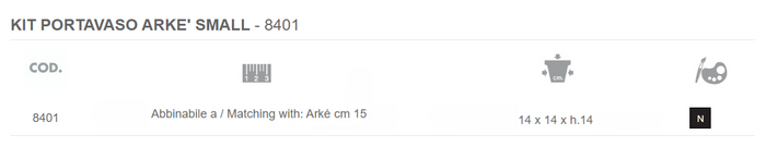 Nicoli Vaso cm 15 con supporto in metallo Arké Up Small