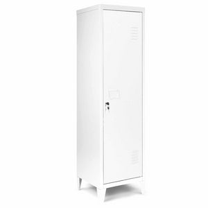 IDMarket - Armadietto ESTER con porta in metallo bianco, design industriale