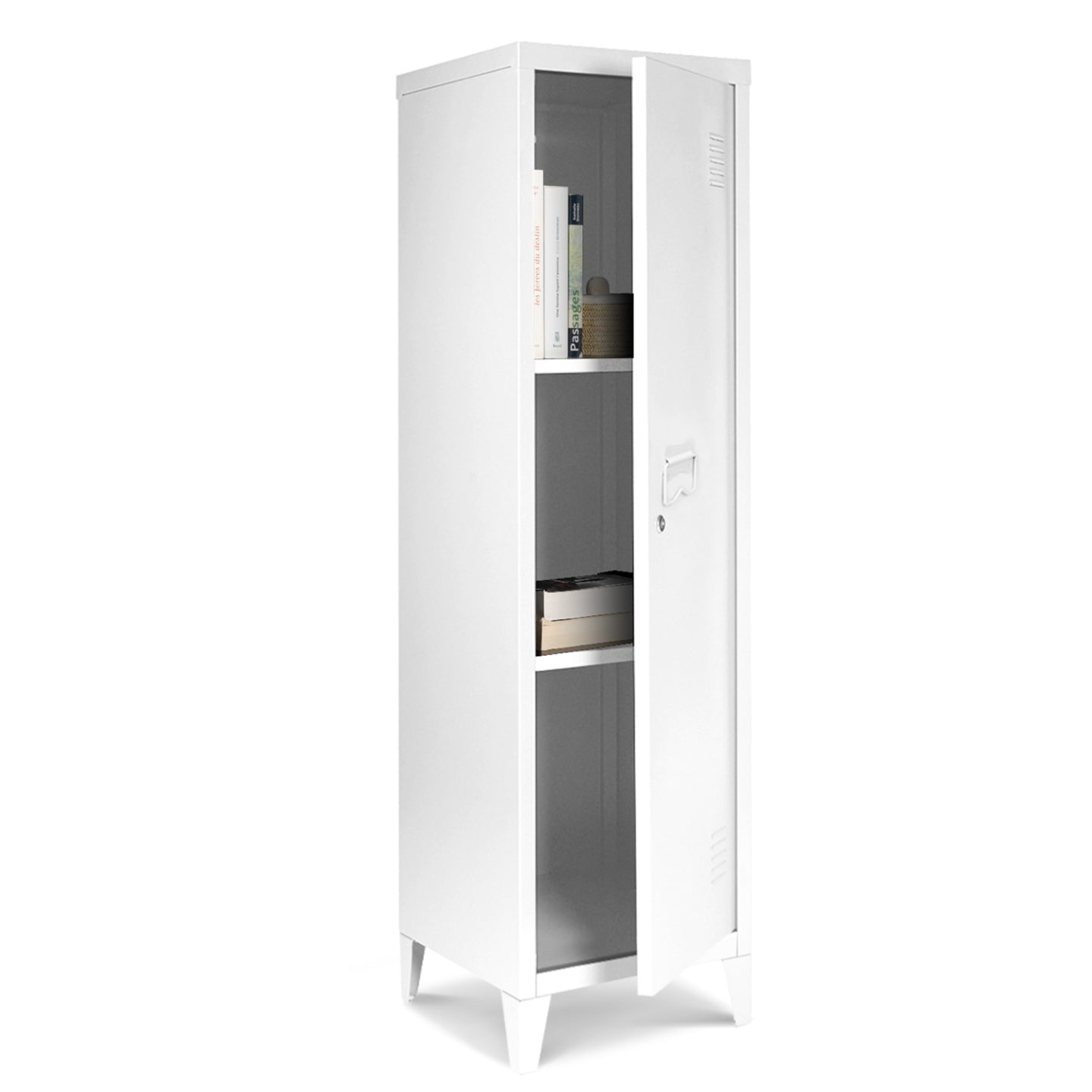 IDMarket - Armadietto ESTER con porta in metallo bianco, design industriale