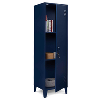 IDMarket - Armadietto ESTER con porta in metallo blu scuro, design industriale