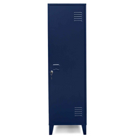 IDMarket - Armadietto ESTER con porta in metallo blu scuro, design industriale