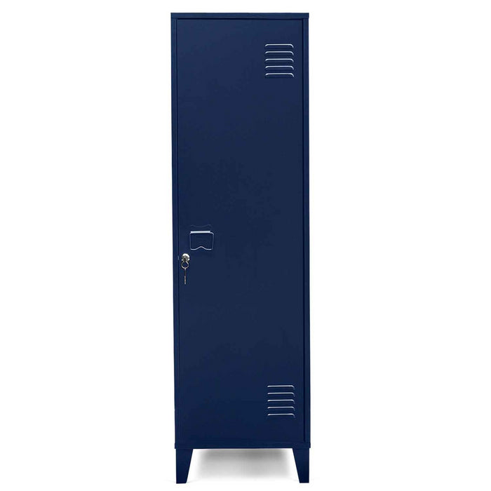 IDMarket - Armadietto ESTER con porta in metallo blu scuro, design industriale