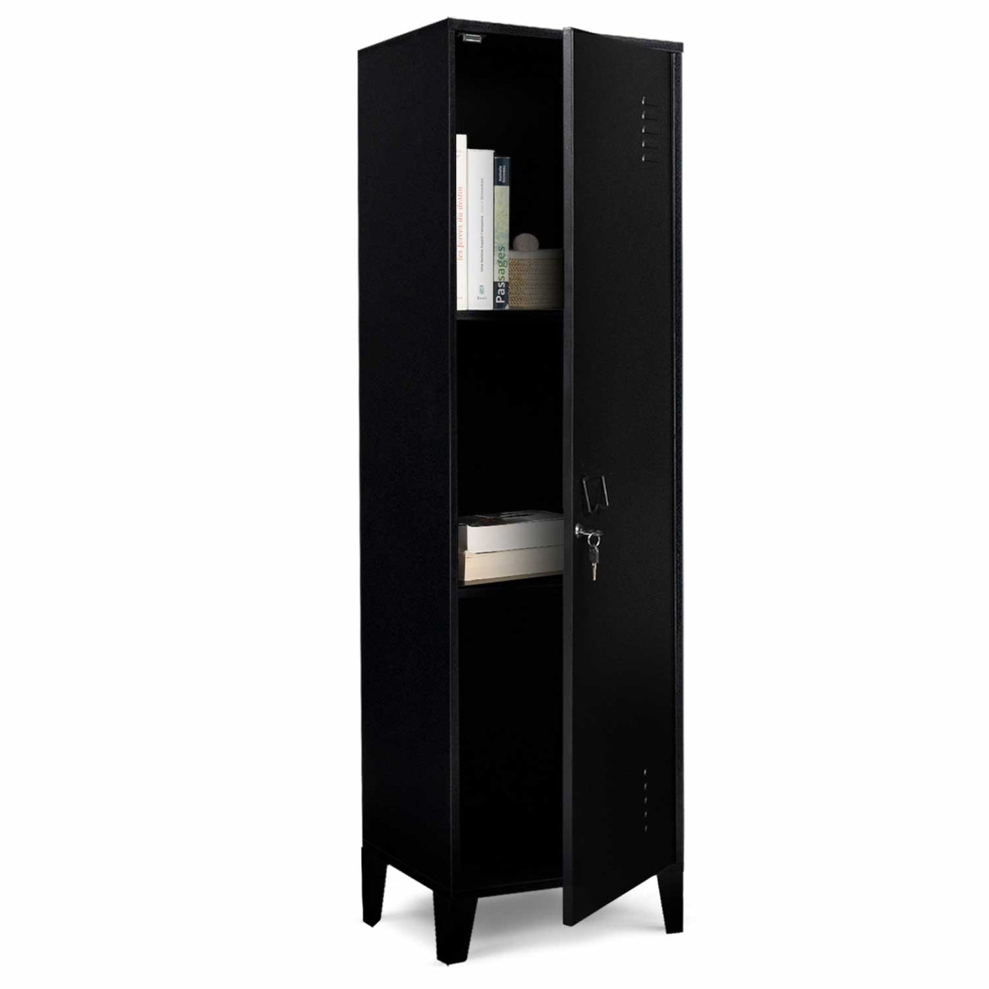 IDMarket - Armadietto ESTER con porta in metallo nero, design industriale
