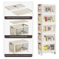 Trade Shop - Armadietto In Plastica Pieghevole Con Ante Contenitori Trasparenti Con Ruote Armadio         