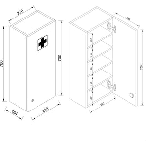 Armadietto Medicinali  Medibox L dim 29x20 h 70 cm